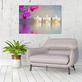 Obraz sviečok na vode (90x60 cm)