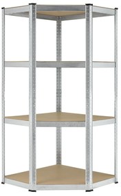 InternetovaZahrada Rohový regál - 160x75x40-75 cm - strieborný