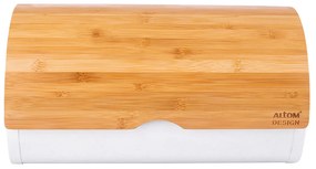 Altom Chlebník s bambusovým vekom 37,7 x 24,3 x 20,4 cm, biela