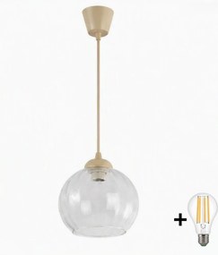 BRILAGI - LED luster na lanku RETRO GLASS 1xE27/60W/230V pr. 25 cm béžová/číra
