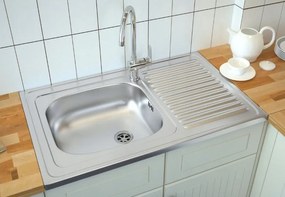 Kuchinox Kuchinox, nerezový 1-komorový drez 800x500x155 mm + sifón, hladký dekor, oceľová, LAV-SK2_211T