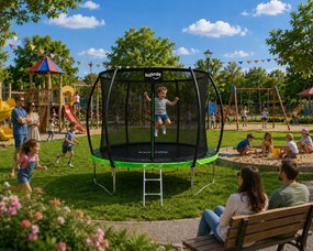 TRENDIE Trampolína s vnútornou sieťou 252 cm zelená + rebrík