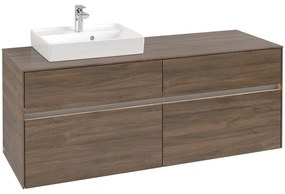 VILLEROY &amp; BOCH Collaro závesná skrinka pod umývadlo na dosku (umývadlo vľavo), 4 zásuvky, s LED osvetlením, 1400 x 500 x 548 mm, Arizona Oak, C074B0VH