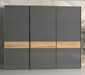 Šatníková skriňa 3D Orfea - šedá/orech pacific
