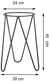 STOJAN NA KVETINÁČ TRIPOD 45X30X24 CM ČIERNA