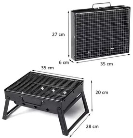 Zaparkorun Cestovný prenosný skladací gril na drevené uhlie Grillbox
