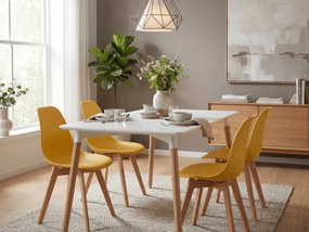 Horčicová stolička KITO s bukovými nohami