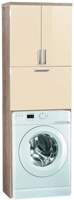 Vysoká kúpeľňová skrinka nad práčku K21 farba korpusu: Agát, farba dvierok: Bielá lesk