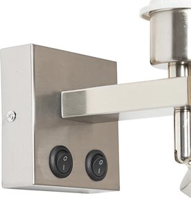 Moderná nástenná lampa oceľ s lampou na čítanie - Brescia