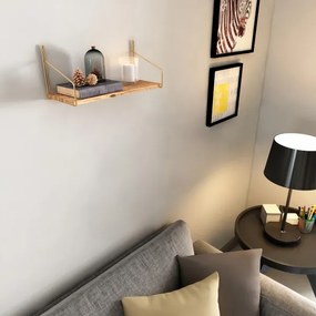 Nástenná polica 45x16 cm dub/zlatá