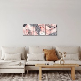 Obraz - Séria kvetov (s hodinami) (90x30 cm)