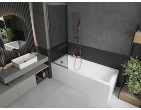 Mexen Next L, 1-krídlová vaňová zástena 60 x 150 cm, 6mm šedé sklo, ružové zlato profil, 895-060-000-03-40-60