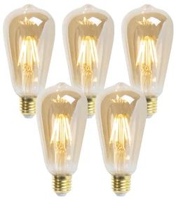 Sada 5 stmievateľných LED žiaroviek E27 ST64 Goldline 5W 380lm 2200K