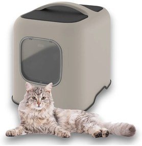 Rotho 2. akosť - Mačacia toaleta, krytý záchod pre mačky s lopatkou CAT XL - béžová