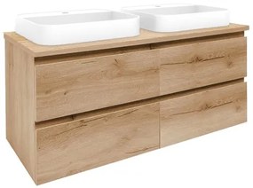 Kúpeľňová skrinka s umývadlom a krycou doskou SAT B-Way 119x50x45 cm dub medový mat BWAY2120OAKDESKU