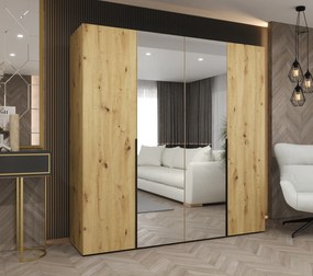 Šatníková skriňa 200 cm Alice 2 (dub artisan + čierna). Akcia -20%. Vlastná spoľahlivá doprava až k Vám domov. 1126168
