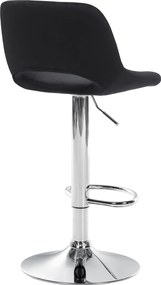 Barová stolička Camden - zamat, chróm rám - Čierna