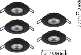 Eglo 300189 - SADA 5xLED Zapustené svietidlo GEDREZ LED/4,9W/230V priemer 9 cm čierna