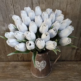 Tulipán umelý bielo šedý jemne bielený 44cm cena za 1ks