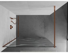 Mexen Kioto, sprchová zástena 90x200 cm, 8mm číre sklo s bielym vzorom, profil ružové zlato, 800-090-101-60-85
