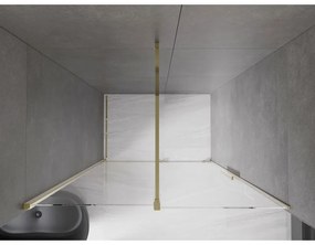 Mexen Velar, posuvné dvere do otvoru 140x200 cm, 8mm číre sklo, zlatá lesklá, 871-140-000-01-50