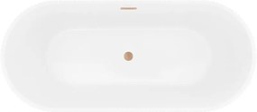 Mexen Yara, voľne stojaca ryhovaná vaňa 170 x 75 cm, biela lesklá, medený matný prepad, 52861707500-65