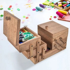 Orion Drevená kazeta na šitie Mango rozkladacia 30,5 x 20 x 21 cm