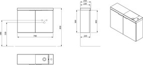 Sapho Sapho, LATUS X umývadlová skrinka 78,8x50x22cm, dub Alabama, LT110-SET06