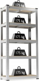 Regál 180x90x40 cm zinkovaný 5-policový, nosnosť 875 kg