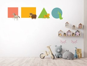 Geometrické tvary textilní prelepiteľné nálepky na stenu 75 x 18 cm