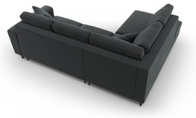 Tmavosivá zamatová rozkladacia/s úložným priestorom rohová pohovka (ľavý roh/do L) Kyoto – Cosmopolitan Design