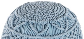Bavlnená makramé taburetka ⌀ 40 cm modrá KAYSERI Beliani