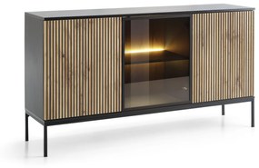 Komoda Sento s LED osvětlením 154 cm dub wotan/černá II