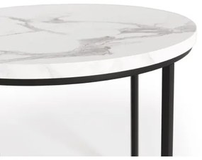 SADA 2x Konferenčný stolík OREO pr. 43/53 cm čierna/dekor mramoru