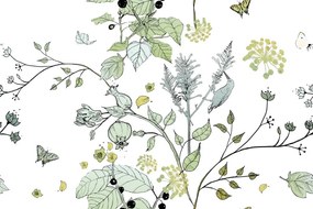 Tapeta zelené vetvičky rastlín - 75x1000 cm