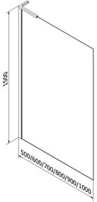 Mexen Next L, 1-krídlová vaňová zástena 50 x 150 cm, 6mm číre sklo, čierny profil, 895-050-000-03-00-70