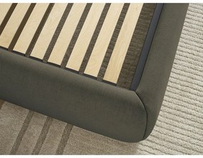 Tmavozelená čalúnená dvojlôžková posteľ s úložným priestorom/bez čela s roštom 180x200 cm Inera – Bobochic Paris