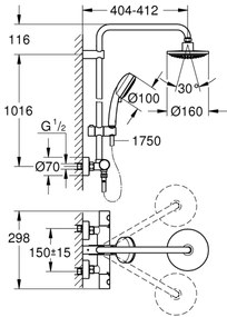 GROHE 27922000 - Sprchový systém TEMPESTA COSMOPOLITAN 160 mm, lesklý chróm
