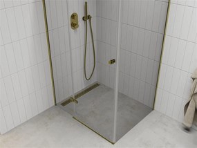 Mexen ROMA sprchovací kút 80x70cm, 6mm sklo, zlatý profil-číre sklo, 854-080-070-50-00