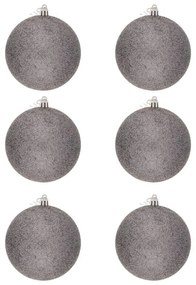 DECOLED Plastová guľa, 10 cm, sivá, 6x trblietka