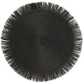 Okrúhla podložka v boho štýle so strapcami - prestieranie 38 cm béžová