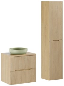Kúpeľňová zostava Nordic s doskou, umývadlom a skrinkami 60 cm dub cremona