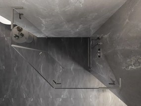Mexen Lunar, L pravý výklopný päťuholníkový sprchový kút 100x90 cm, 8mm číre sklo, oceľový profil, 831L-100P-090L-97-00-P