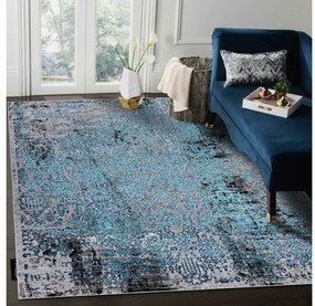 Moderný koberec DE LUXE 2081 ornament vintage - Štrukturálny modrý / sivá Veľkosť: 140x190 cm