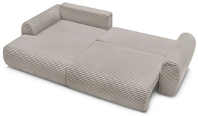 Svetlosivo-béžová menčestrová rozkladacia rohová pohovka (ľavý roh) Lucien – Bobochic Paris