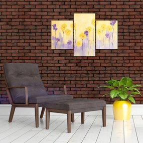 Obraz - Fialové a žlté kvietky (90x60 cm)