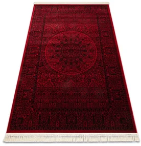 Koberec ORIENT 6039 so strapcami, rám / orientálny / rozeta, bordový / čierny