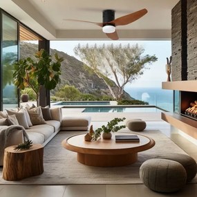 ZEVENTI - LED stropný ventilátor PADUA LED/18W/230V Wi-Fi Tuya čierna/hnedá + diaľkový ovládač