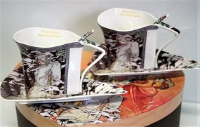 Šálka s podšálkou - set 2 kusov, Alfons Mucha Zima, ATYP, Queen Isabell