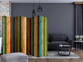Paraván - Wooden rainbow II [Room Dividers] Veľkosť: 225x172, Verzia: Akustický